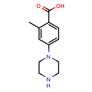 Chemical structure of 2-Methyl-4-(piperazin-1-yl)benzoic acid , CAS 1479729-75-3, AChemBlock Y236706