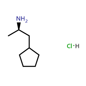 Chemical structure of (R)-1-Cyclopentylpropan-2-amine hydrochloride , CAS 3026595-51-4, AChemBlock Y236707