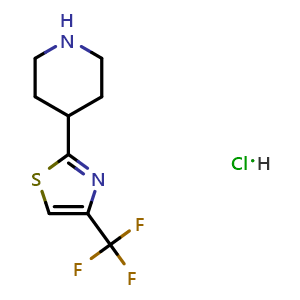 Chemical structure of 2-(Piperidin-4-yl)-4-(trifluoromethyl)thiazole hydrochloride , CAS 1955515-35-1, AChemBlock Y236708