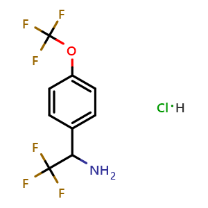 Chemical structure of 2,2,2-Trifluoro-1-(4-(trifluoromethoxy)phenyl)ethan-1-amine hydrochloride , CAS 2931876-19-4, AChemBlock Y236709