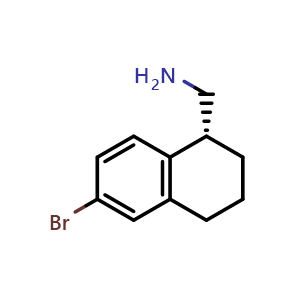 Chemical structure of (R)-(6-Bromo-1,2,3,4-tetrahydronaphthalen-1-yl)methanamine , CAS 1851373-59-5, AChemBlock Y236725