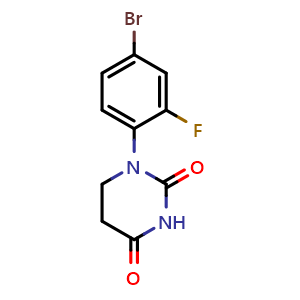 Chemical structure of 1-(4-Bromo-2-fluorophenyl)dihydropyrimidine-2,4(1H,3H)-dione , CAS 1537382-63-0, AChemBlock Y236729