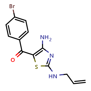 Chemical structure of (2-(Allylamino)-4-aminothiazol-5-yl)(4-bromophenyl)methanone , CAS 118068-56-7, AChemBlock Y236734