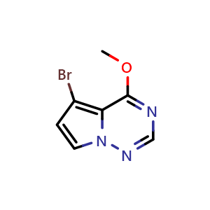Chemical structure of 5-Bromo-4-methoxypyrrolo[2,1-f][1,2,4]triazine , CAS 2144752-77-0, AChemBlock Y236736