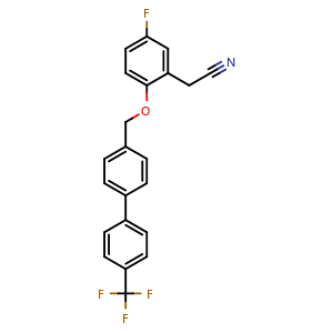 Chemical structure of 2-(5-Fluoro-2-((4'-(trifluoromethyl)-[1,1'-biphenyl]-4-yl)methoxy)phenyl)acetonitrile , CAS 934818-90-3, AChemBlock Y236741
