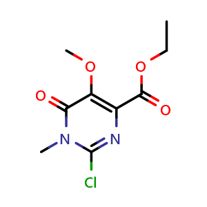 Chemical structure of Ethyl 2-chloro-5-methoxy-1-methyl-6-oxo-1,6-dihydropyrimidine-4-carboxylate , CAS 2437311-73-2, AChemBlock Y236753
