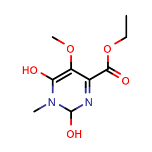 Chemical structure of Ethyl 1,2-dihydro-2,6-dihydroxy-5-methoxy-1-methyl-4-pyrimidinecarboxylate , CAS 2437311-72-1, AChemBlock Y236754