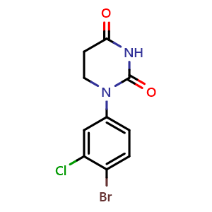 Chemical structure of 1-(4-Bromo-3-chlorophenyl)dihydropyrimidine-2,4(1H,3H)-dione , CAS 1693960-93-8, AChemBlock Y236755