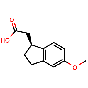 Chemical structure of (S)-2-(5-Methoxy-2,3-dihydro-1H-inden-1-yl)acetic acid , CAS 496061-78-0, AChemBlock Y236758
