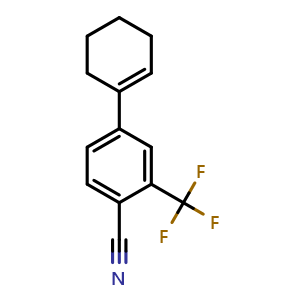 Chemical structure of 4-(1-Cyclohexen-1-yl)-2-(trifluoromethyl)benzonitrile , CAS 1076225-23-4, AChemBlock Y236760