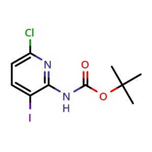 Chemical structure of tert-Butyl (6-chloro-3-iodopyridin-2-yl)carbamate , CAS 1622407-12-8, AChemBlock Y236766