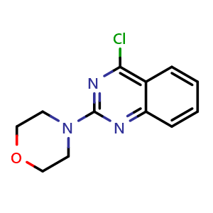 Chemical structure of 4-(4-Chloroquinazolin-2-yl)morpholine , CAS 39216-67-6, AChemBlock Y236786