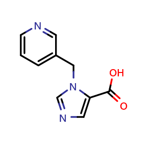 Chemical structure of 1-(Pyridin-3-ylmethyl)-1H-imidazole-5-carboxylic acid , CAS 1439902-35-8, AChemBlock Y236798