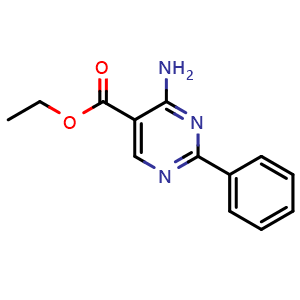 Chemical structure of Ethyl 4-amino-2-phenylpyrimidine-5-carboxylate , CAS 27058-46-4, AChemBlock Y236799