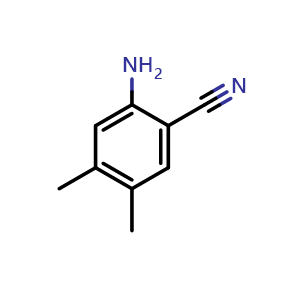 Chemical structure of 2-Amino-4,5-dimethylbenzonitrile , CAS 28568-03-8, AChemBlock Y236814
