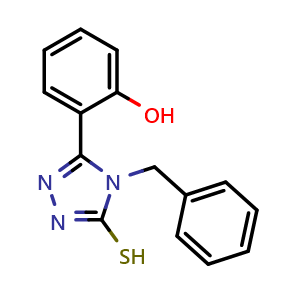 Chemical structure of 2-(4-Benzyl-5-mercapto-4H-1,2,4-triazol-3-yl)phenol , CAS 312319-66-7, AChemBlock Y236833