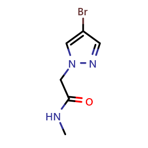Chemical structure of 2-(4-Bromo-1H-pyrazol-1-yl)-N-methylacetamide , CAS 1179904-89-2, AChemBlock Y236834