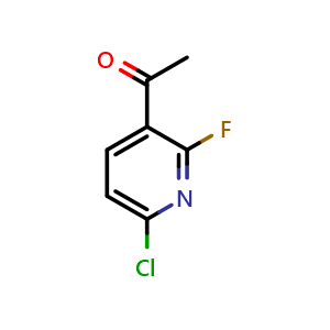 Chemical structure of 1-(6-Chloro-2-fluoropyridin-3-yl)ethan-1-one , CAS 1260663-13-5, AChemBlock Y236871