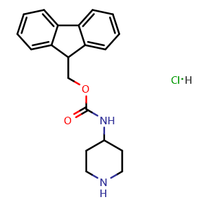 Chemical structure of 4-N-Fmoc-Aminopiperidine hydrochloride , CAS 221352-86-9, AChemBlock Y236872
