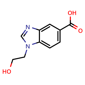 Chemical structure of 1-(2-Hydroxyethyl)-1h-benzimidazole-5-carboxylic acid , CAS 890094-09-4, AChemBlock Y236876