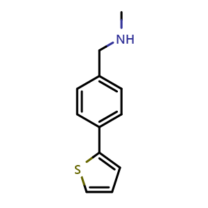 Chemical structure of N-methyl-1-(4-(thiophen-2-yl)phenyl)methanamine , CAS 850375-04-1, AChemBlock Y236886