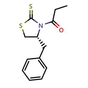 Chemical structure of (R)-4-Benzyl-3-propanoylthiazolidine-2-thione , CAS 863324-53-2, AChemBlock Y236910