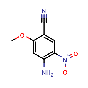 Chemical structure of 4-Amino-2-methoxy-5-nitrobenzonitrile , CAS 1196074-43-7, AChemBlock Y236911