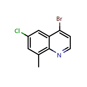 Chemical structure of 4-Bromo-6-chloro-8-methylquinoline , CAS 927800-42-8, AChemBlock Y236920