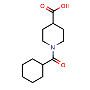 Chemical structure of 1-(Cyclohexylcarbonyl)piperidine-4-carboxylic acid , CAS 436093-17-3, AChemBlock Y236947