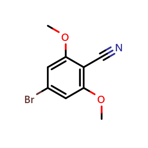 Chemical structure of 4-Bromo-2,6-dimethoxybenzonitrile , CAS 1400503-15-2, AChemBlock Y236951