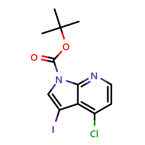 Chemical structure of 1H-Pyrrolo[2,3-b]pyridine-1-carboxylic acid, 4-chloro-3-iodo-, 1,1-dimethylethyl ester , CAS 1203565-82-5, AChemBlock Y236952