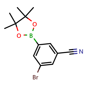 Chemical structure of 3-Bromo-5-(4,4,5,5-tetramethyl-1,3,2-dioxaborolan-2-yl)benzonitrile , CAS 479411-96-6, AChemBlock Y236972