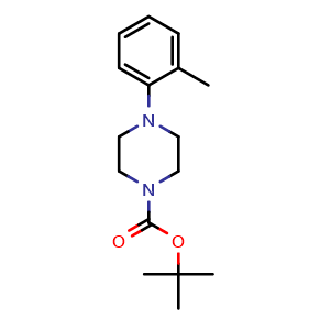 Chemical structure of tert-Butyl 4-(2-methylphenyl)piperazine-1-carboxylate , CAS 1121596-60-8, AChemBlock Y236973