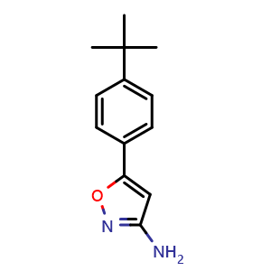 Chemical structure of 5-(4-(tert-Butyl)phenyl)isoxazol-3-amine , CAS 81465-78-3, AChemBlock Y237002