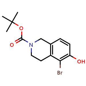 Chemical structure of tert-Butyl 5-bromo-6-hydroxy-3,4-dihydroisoquinoline-2(1H)-carboxylate , CAS 1887036-31-8, AChemBlock Y237017