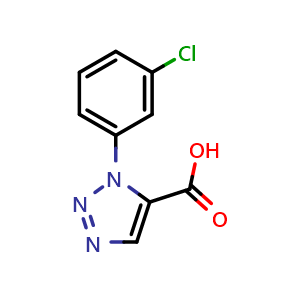 Chemical structure of 1-(3-Chlorophenyl)-1H-1,2,3-triazole-5-carboxylic acid , CAS 1049130-00-8, AChemBlock Y237022