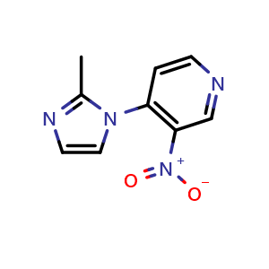 Chemical structure of 4-(2-Methyl-1H-imidazol-1-yl)-3-nitropyridine , CAS 1411676-78-2, AChemBlock Y237025