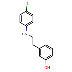 Chemical structure of 3-(2-((4-Chlorophenyl)amino)ethyl)phenol , CAS 295319-83-4, AChemBlock Y237029