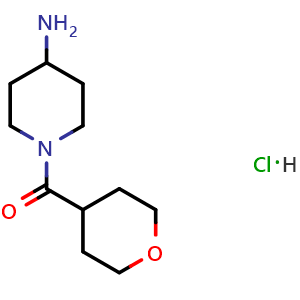 Chemical structure of (4-Aminopiperidin-1-yl)(tetrahydro-2H-pyran-4-yl)methanone hydrochloride , CAS 1286273-05-9, AChemBlock Y237036