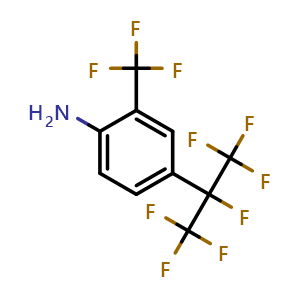 Chemical structure of 4-(Perfluoropropan-2-yl)-2-(trifluoromethyl)aniline , CAS 1207314-85-9, AChemBlock Y237053