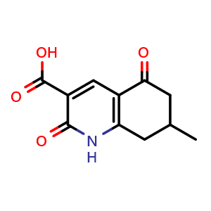 Chemical structure of 7-Methyl-2,5-dioxo-1,2,5,6,7,8-hexahydroquinoline-3-carboxylic acid , CAS 106551-77-3, AChemBlock Y237081