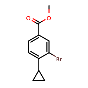 Chemical structure of Methyl 3-bromo-4-cyclopropylbenzoate , CAS 1131615-05-8, AChemBlock Y237088