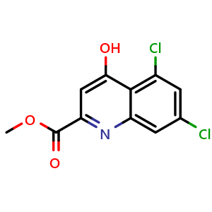 Chemical structure of Methyl 5,7-dichloro-4-hydroxyquinoline-2-carboxylate , CAS 130613-19-3, AChemBlock Y237106