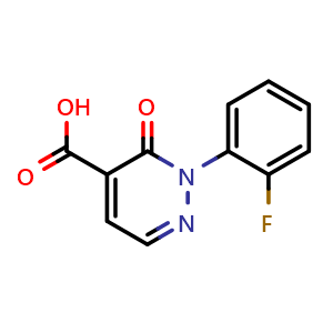 Chemical structure of 2-(2-Fluorophenyl)-3-oxo-2,3-dihydropyridazine-4-carboxylic acid , CAS 1355011-43-6, AChemBlock Y237116
