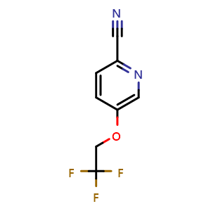 Chemical structure of 5-(2,2,2-Trifluoroethoxy)pyridine-2-carbonitrile , CAS 1551364-82-9, AChemBlock Y237125
