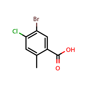 Chemical structure of 5-Bromo-4-chloro-2-methylbenzoic acid , CAS 1785359-65-0, AChemBlock Y237136