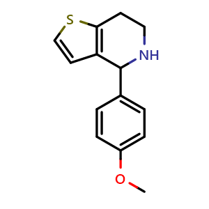 Chemical structure of 4-(4-Methoxyphenyl)-4,5,6,7-tetrahydrothieno[3,2-c]pyridine , CAS 213462-19-2, AChemBlock Y237145