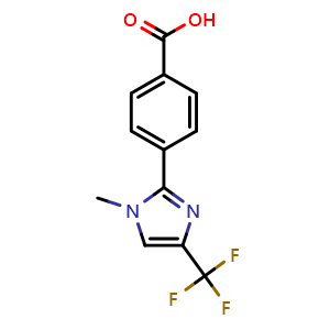 Chemical structure of 4-[1-Methyl-4-(trifluoromethyl)-1H-imidazol-2-yl]benzoic acid , CAS 2821751-71-5, AChemBlock Y237164