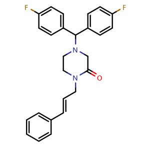 Chemical structure of (E)-4-(bis(4-fluorophenyl)methyl)-1-cinnamylpiperazin-2-one , CAS 2956721-15-4, AChemBlock Y237170