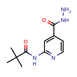 Chemical structure of N-(4-Hydrazinocarbonyl-pyridin-2-yl)-2,2-dimethyl-propionamide , CAS 470463-39-9, AChemBlock Y237191